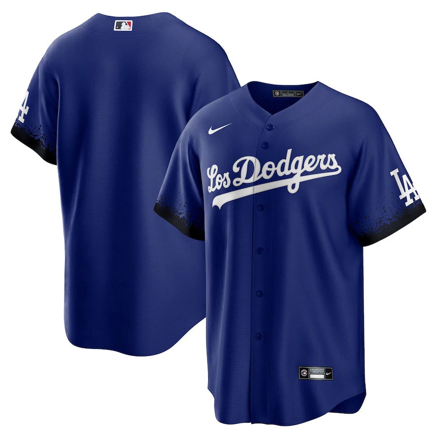Men Custom Los Angeles Dodgers Nike Official Replica City Connect Blue MLB Jersey